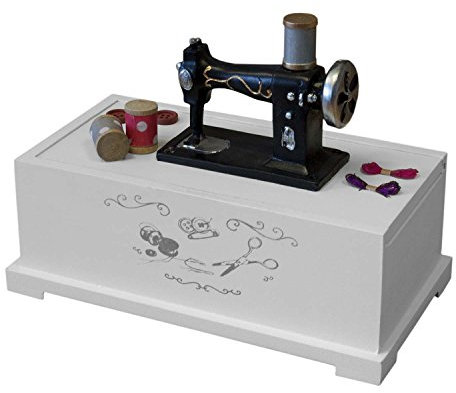 Nähkästchen Nähkasten Nähbox Nähzubehör Box Weiß 22x17x12cm aufschiebbarer Deckel Nähkorb für Nähutensilien