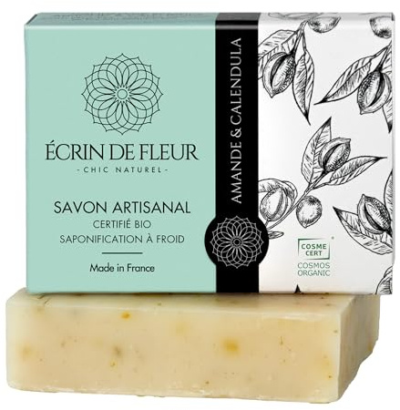 Écrin de Fleur – Bio-Seife für empfindliche Haut, Mandel & Ringelblume, COSMOS-zertifiziert, Handgemacht in Frankreich, 90g