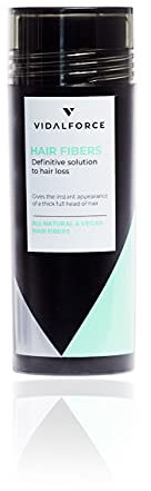 VidalForce Fibras Capilares Castaño Oscuro 30g I 100% Vegetal I Thick Fiber I Polvo para pelo hombre y mujer I Disimular calvicie con Fibra Capilar Natural I Hair Fibers I Microfibra Capilares