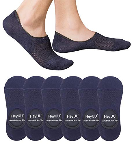 HeyUU 3 | 6 | 10 par män och kvinnor bomull strumpor osynliga sneaker strumpor med inre 8 halkfria silikonränder halkfria strumpor