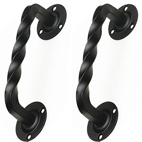 2er Set Antik rustikale Stoßgriffe Türbeschläge Schmiedeeisen Grifflänge 110 mm