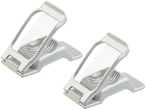 Rosenstein & Söhne Profi Eierschneider: 2er-Set Vollmetall-Eierschneider mit je10 Edelstahl-Drähten (Gemüseschneider, klappbar, Zerkleinerer)