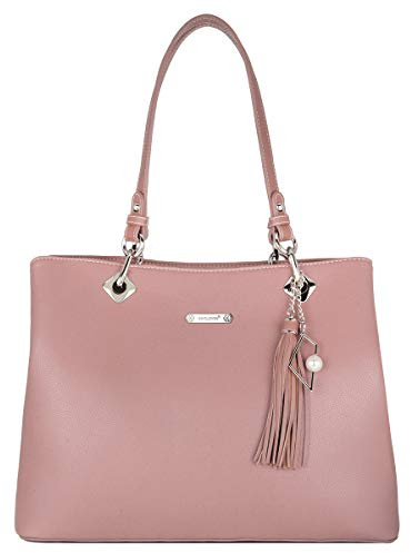 David Jones - Damen Schultertasche Weiche PU Leder - Frauen Große Tote Shopper Bag Lange Henkel - Handtasche Henkeltasche Tragetasche Elegante Arbeit City Alltags Shopping Reise Mode - Rosa