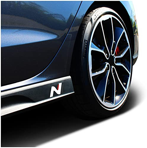 2er Set Folie Schutzfolie für Logo Seitenschweller Emblem Aufkleber Logos Seitlich Selbstklebend Passgenau Auto K055 (Rot/Weiß/Carbon)
