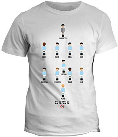 fashwork Maglietta T-Shirt Tifoso Calcio Uomo Formazione biancocelesti Coppa Italia Stagione 2012-2013 - Vintage Football - Nostalgia - Idea Regalo