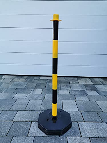 Absperrpfosten Gelb Kunststoff Poller verschiedene Sets (6 Pfosten 30 Meter Kette)