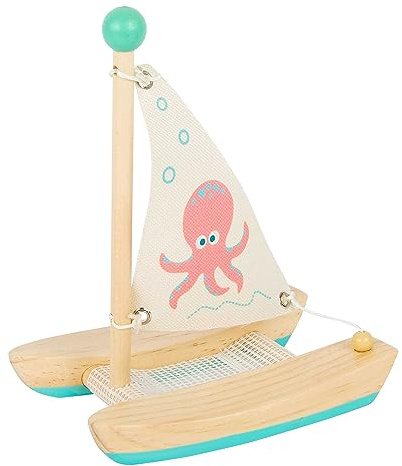 small foot Wasserspielzeug Katamaran Oktopus aus Holz, Badespielzeug fürs Wasser, für Kinder ab 24 Monaten, 11656