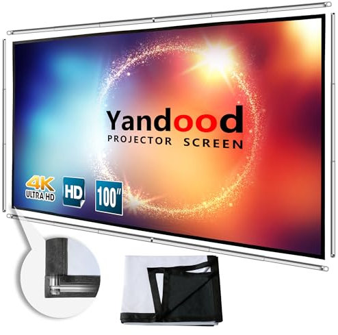Projektor-Leinwand 100 Zoll 16:9 tragbar faltbar knitterfrei doppelseitig Projektionsleinwand mit kombiniertem Stangenrahmen