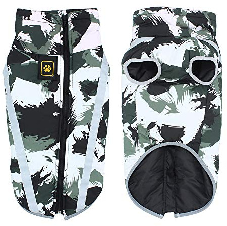 Idepet Haustier Katze Hundemantel, warme Hundepullover Winter klein mittel groß Hundejacken Weste Winddicht Schneeanzug Hundekleidung Outfit mit Gurtloch