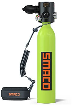 SMACO Mini Tauchflasche 1L Kleine Sauerstoffflasche Tauchen Mini Taucherflasche bis zu 15 Minuten Tauchen Sauerstofftank Taucher Set Tauchausrüstung Tragbare S500