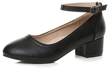 AJVANI low mid block heel mary jane casual buckle court shoes size 6 39