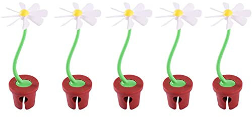 WAYUTO Silicone Lid Lifters Daisy 5Pcs Flower Spill-proof Stopper Steam Releasers Pot Pan Lid Holder Heat Resistant Stand Cover Cooking Helpers for Soup Pot Kitchen Tools Home Decoration