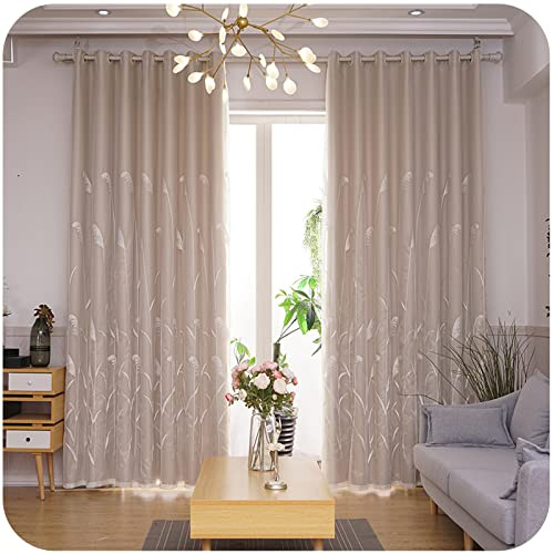 Tenda Oscurante a Due Piani per Camera da Letto e Salotto - Bianca, Doppio Velo, Ricamo in Pizzo, Sheer, Occhielli, Termica Isolante - 1 Pezzo