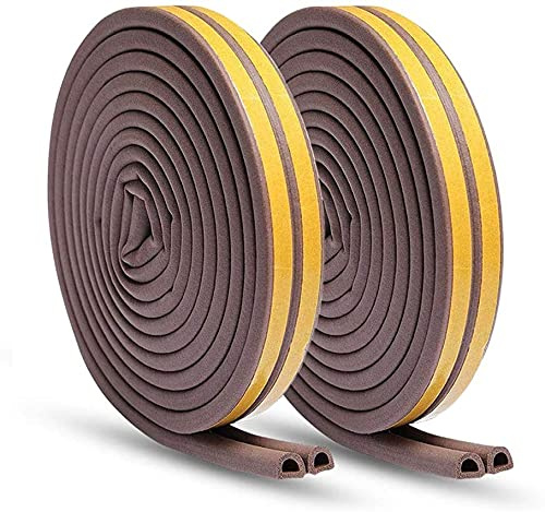 Tuokay 30 Meter Dichtungsband D/B-Profil, 9mm (Breite) x 6mm (Höhe) (Braun) | Türdichtung Selbstklebend, Gummidichtung für Türen Fensterdichtung Windschutz Lärm