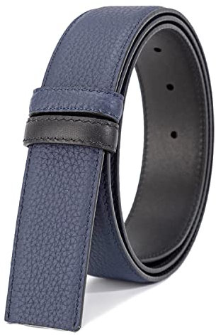 titiroa Herren Ersatz Gürtel Rindleder Umkehrbarer Gürtel Breite 34MM Länge 125CM Schwarz/Blau