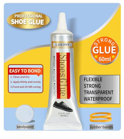 Colla per scarpe60ml multifunzionale per riparazioni Colla per Riparazioni di Scarpe di livello Professionale ad asciugatura lenta per incollare scarpe articoli in pelle gioielli