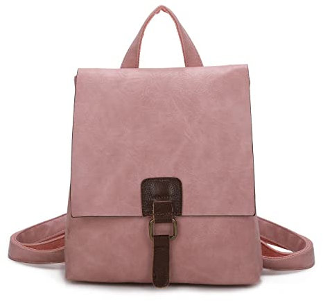 OBC Damen Rucksack Tasche Crossbody Handtasche Messenger Schultertasche Umhängetasche Shopper Vintage Kuriertasche Überschlagtasche Leder Optik Rosa