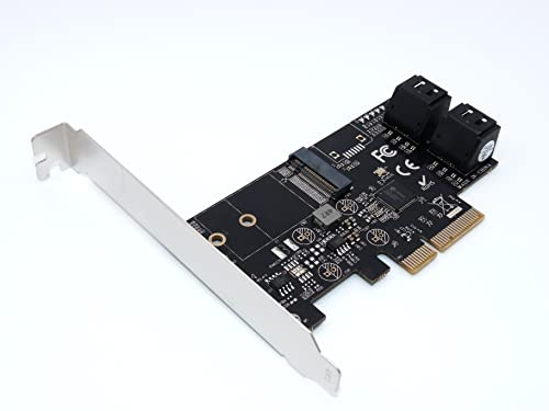 Computer District - Tarjeta PCI Express X4 (PCIe - PCI-E) de 4 puertos SATA III (Sata 3) + 1 puerto M2 NGFF (B Key) - Chipset JMB585 - Escuadra High y Low Profile