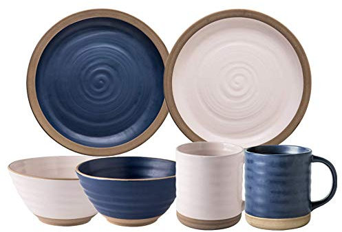 DREANNI Set de Cena, Juegos de Vajillas de Porcelana, 20 Piezas Ceramics Ceramics Combinados para Regalos de Boda | 6 Tazones de Cereales Y 8 Juegos de Placas de Filete con 6 Tazas