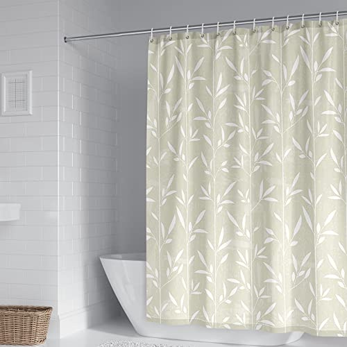 Banemi Duschrollo für Badewanne, Duschvorhang Überlänge Grau Polyester Blättermuster Badezimmer Duschvorhang 150X180cm