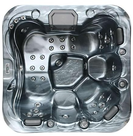 Spa extérieur Tahiti Pearl Shadow - avec Couvercle et Barres - Dimensions 200 x 200 x 88 cm - 31 Jets de Massage, éclairage LED, WiFi, système Audio Bluetooth, Spa pour 5 Personnes