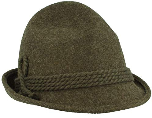 Breiter Original Herren Trachtenhut, Filzhut, Wanderhut Spitzkopf, 100% Wolle, schmaler Krempe & Wollkordel, DREI Farben