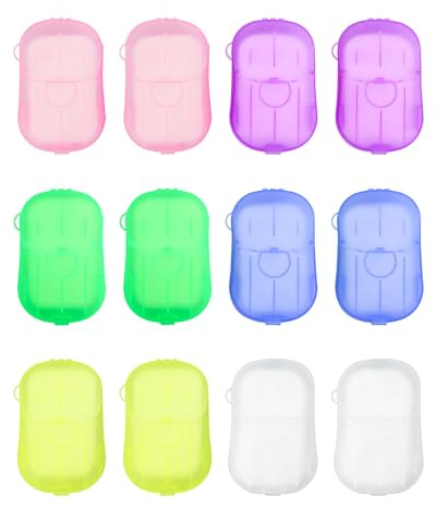 YETOOME 12 Packs (240 Sheets) Paper Soap Sheets for Hand Washing, Portable Disposable Travel Scented Bath Slice Sheet Foaming Soap Paper Sheets for Outdoor Traveling Camping Hiking