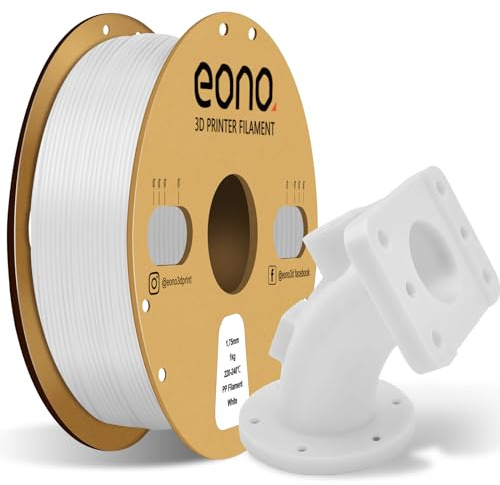 Eono PP Filament 1,75 mm (+/- 0,03 mm) Halb flexibles Robustes Filament 3D Drucker 1 kg (2,2 Pfund) für 3D Druck,5pcs Build Sheet enthalten, Weiß | Ultra robustes PP-Filament, schlagfest, leicht, langlebige Drucke, ideal für den technischen Einsatz, FDM-kompatibel