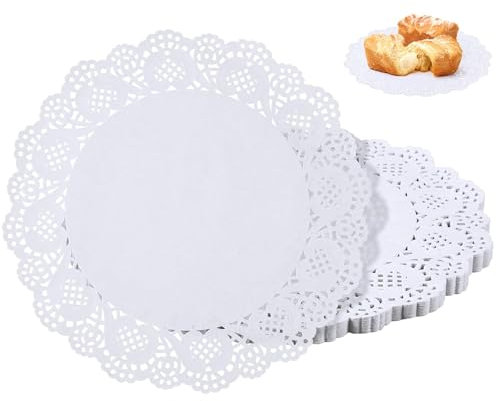 Spitzendeckchen aus Papier, 15,2 cm, weiß, Einwegdeckchen, runde Papierdeckchen für Buffet, Kuchen, gebratene Lebensmittel, Party, Hochzeit, Geschirr, Dekoration, Einwegdeckchen, Küchen- und