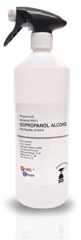 Pure Chem Isopropyl Alcohol Isopropanol IPA Rubbing Alcohol Cleaning 99.9% | 1L Spray, 99.9% IPA, Isopropanol, High Purity Cleaning Alcohol, Electronics Cleaner, Fast Evaporation, Residue-Free Finish