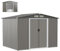 HOMASIS Casetta da Giardino in Metallo, Capannone per Attrezzi con Tetto a 2 Falde e Fondamenta, Capanno con 4 Finestre per la Ventilazione e 2 Porte Scorrevoli, 260 x 207 x 180 cm (Grigio scuro)