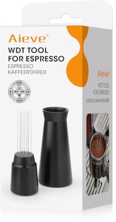 Aieve All-Metal WDT Tool for Espresso, 10 Stainless Steel Needles 0.4mm | Coffee Distribution Tool with Aluminum Base, xtra 10 Replacement Needles, Espresso Coffee Stirrers Help Reduce Clumping