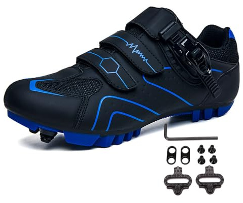 Treer Fahrradschuhe Herren Damen Mountain Bikes Schuhe Rennradschuhe mit Cleats SPD Schuhe Rennrad Schuh Kompatibel Outdoor Radschuhe Fahrrad Indoor Spin Mountain Bikes Schuhe
