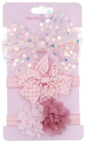 ZAMXHUG 3pcs Baby Haarband Rosa - Baby Mädchen Stirnband Baby Mädchen Spitze Bowknot Haarband Haargummi mit Schleife Baby Stirnband Mädchen Haarschleifen Mädchen Kinder Stirnband