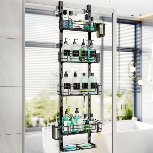 HapiRm Duschablage zum Hängen Edelstahl - mit 28 Haken 2 Zahnbürstenhaltern | 5 Ebenen Duschablage Ohne Bohren, Duschregal zum Hängen für Badezimmer Organizer, Duschkorb zum Hängend für Shampoo