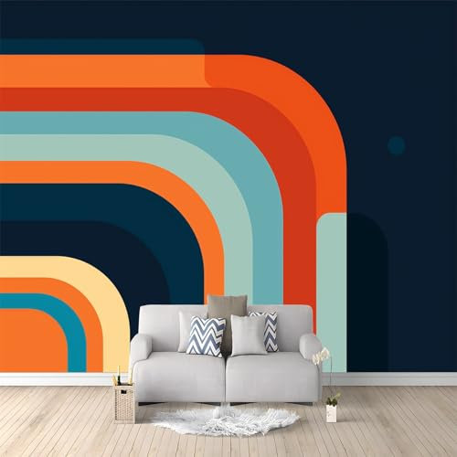 Fototapete Minimalistische Geometrische Streifen Tapeten Moderne Wanddeko, Orange Vlies Tapeten Wandtapete Fototapete für Wohnzimmer Schlafzimmer Büro oder Flur, 400 x 280 cm (B x H)