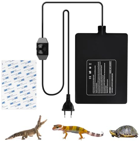SWAWIS 23W Tapis Chauffant Terrarium, Coussin Chauffant Reptile Réglable avec Contrôle de Température pour Tortue Serpent Lézard Gecko Araignée Élevage d'Insectes, 0-50℃ Heat Mat Terrarium(20x30cm)