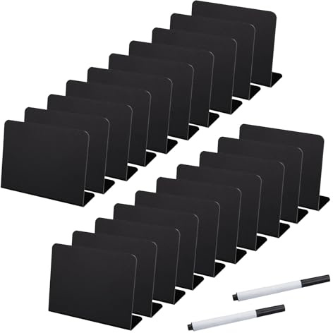 20Pcs Signs Mini Chalkboard, Mini Plastic Display Chalk Board | Signs Small Blackboard, Chalkboard Price Tags Food Stand Labels Buffet Tags, with 2 Marker Pens, Shop Buffet Bakery Party