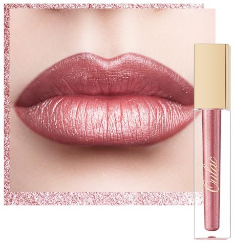 Oulac Rossetto Metallizzato 2-in-1 Rossetto Lunga Durata＆Ombretto Scintillante Rossetti Colore Intenso Lipstick Tinta Labbra Glitter Waterproof Senza Trasferimento Facile da Applicare Vegana MD04