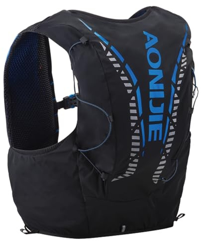 TRIWONDER 12L Laufweste Trinkrucksack Trail Running Rucksack Trinkweste Pack Leicht für Outdoor Marathon Wandern (Schwarz & Blau - Nur Weste, L/XL - 102-115cm)