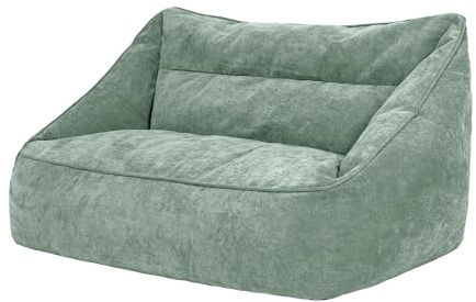 Icon Cecilia Chenille Sitzsack Sofa mit Füllung, Grün | In Deutschland Hergestellt, Boneless Sofa, Weich Chenille Stoff, Riesensitzsack für Schlafzimmer und Wohnzimmer
