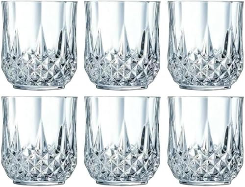 Housetronics Crystal Glasses Set of 6 for Wine, Whiskey, Juice, Gin-Cocktail & Whisky Glasses Set-290ml Crystal Whiskey Glasses Set-Cut Glass Whiskey Tumblers Gift Set