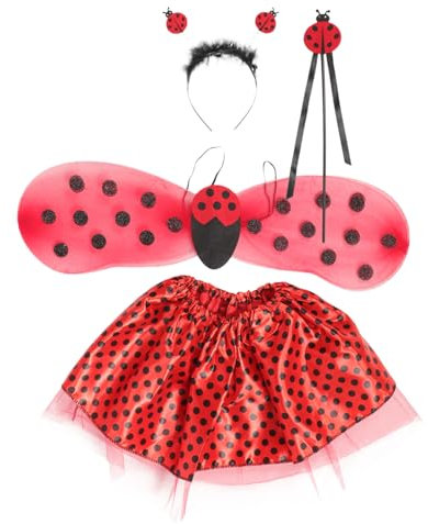 COLLBATH Marienkäferkostüm-set Für Mädchen Mit Flügel Und Rock Feenkostüm-set Aus Sicherem Material Nützlich Und Angenehm Zu Tragen