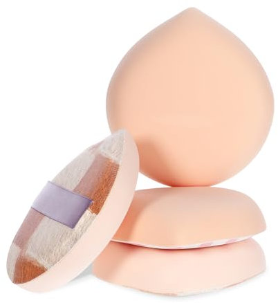 Lot de 4 éponges de maquillage coréennes pour fond de teint, anti-cernes et poudre en forme de larme - Coussin de maquillage pour liquide, crème et poudre (grande taille) - C