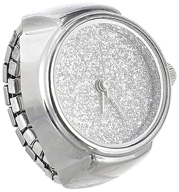 VALICLUD Ringuhr Damen Herren Glitzer Quarz Uhr Ring Fingeruhr Silber Kleiner Schmuck Geschenk