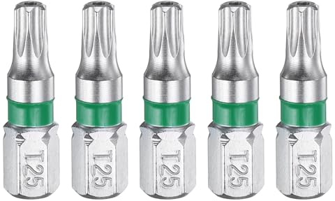 QUARKZMAN Punte Cacciavite Torx T25H 1/4 Esagonale 25mm/1 L 5pz | Stelle Magnetiche a 6 Punti, Testa Esagonale Punte, S2 Acciaio, Cacciavite Elettrico con Foro Testa Torx