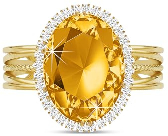 Linawe Falscher Diamant Ringe Frauen, Moissanite Damenring Modeschmuck Jewelry, Ring mit Stein Verstellbar Fingerring, Statement Ring Schmuck aus Gold/Silber