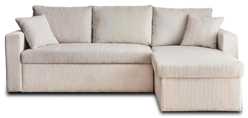 Bestmobilier Cyrus - canapé d'angle réversible 4 Places - Convertible avec Coffre - en Velours côtelé
