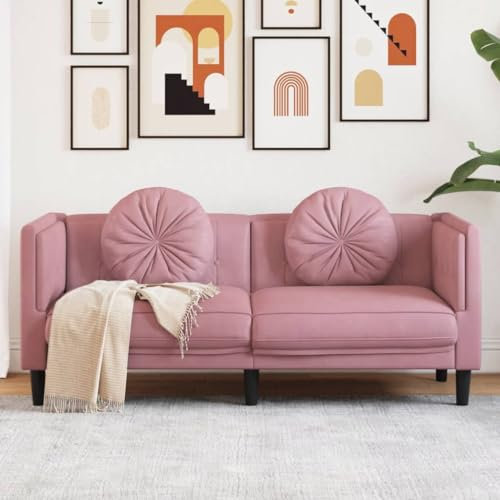 Xichuzi Sofa mit Kissen 2-Sitzer Rosa Samt, Loungesofa, Sofas & Couches, Relaxsofa, Couch für Wohnzimmer, 372635