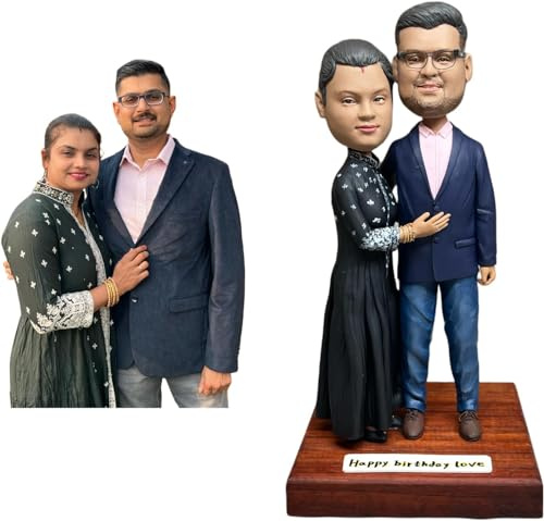 Individuelle Wackelkopf-Figur – Gestalten Sie Ihre eigene personalisierte Mini-Figur mit individuellem Hautton, Haaren, Augen und Zubehör für Liebhaber, Familie, Geschäft oder Abschlussfeier